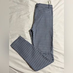 Medallion Pattern Woven Stretch Skinny Pants with Zip Fly